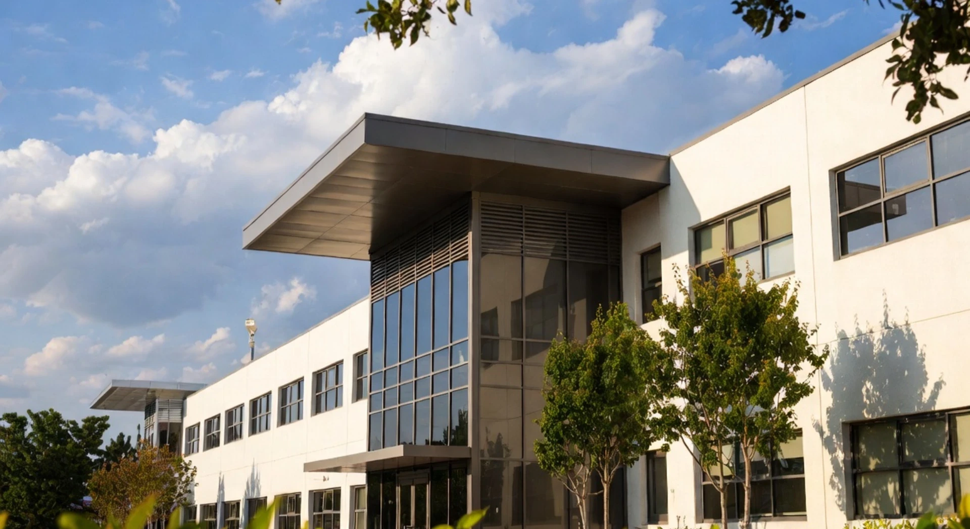 Exterior of a modern, professionally managed commercial property building