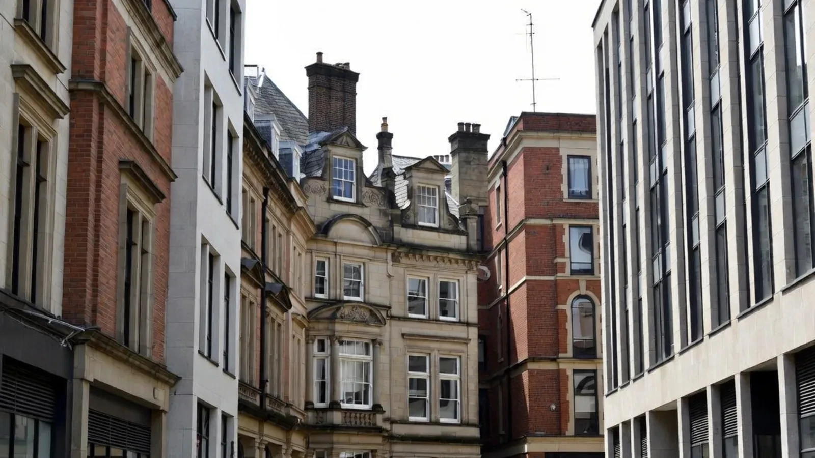 East Midlands commercial street with managed buildings in view