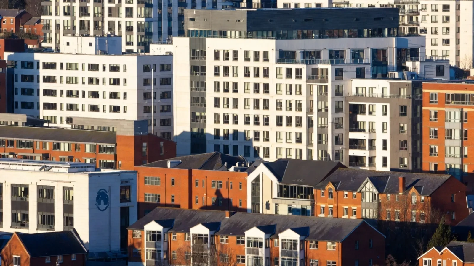 Aerial view of modern apartment buildings